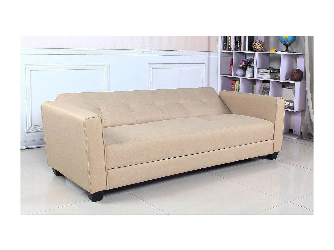Canapé Convertible 3 Places "Tosello" 200cm Beige