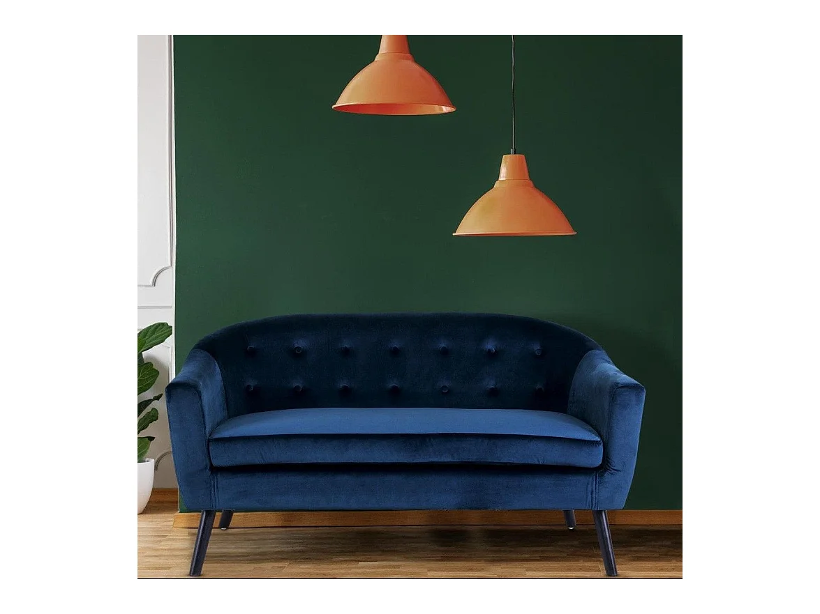 Divano scandinavo a 3 posti Savoy in velluto blu