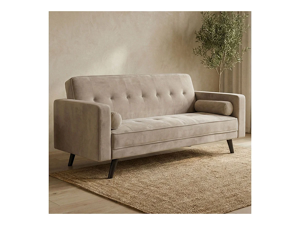 Canapé Convertible 3 Places Scandinave "Navya" Taupe