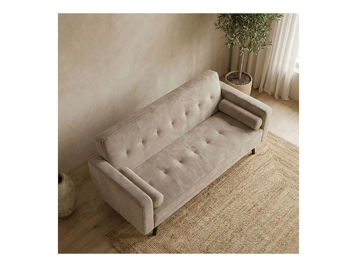 Canapé Convertible 3 Places Scandinave "Navya" Taupe