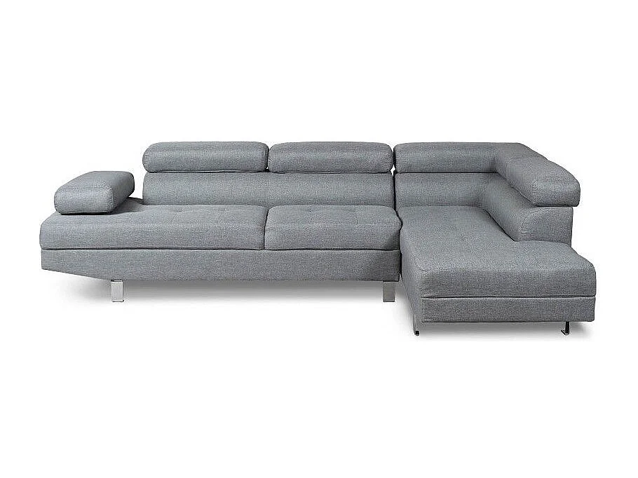 Canapé d'Angle Droit en Tissu "Têtière" 260cm Gris