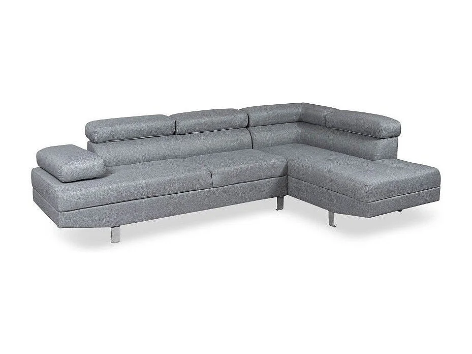 Canapé d'Angle Droit en Tissu "Têtière" 260cm Gris