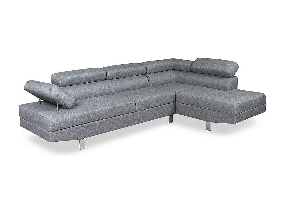 Canapé d'Angle Droit en Tissu "Têtière" 260cm Gris