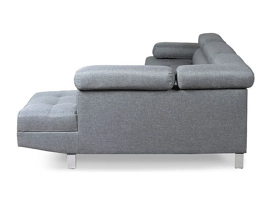 Canapé d'Angle Droit en Tissu "Têtière" 260cm Gris