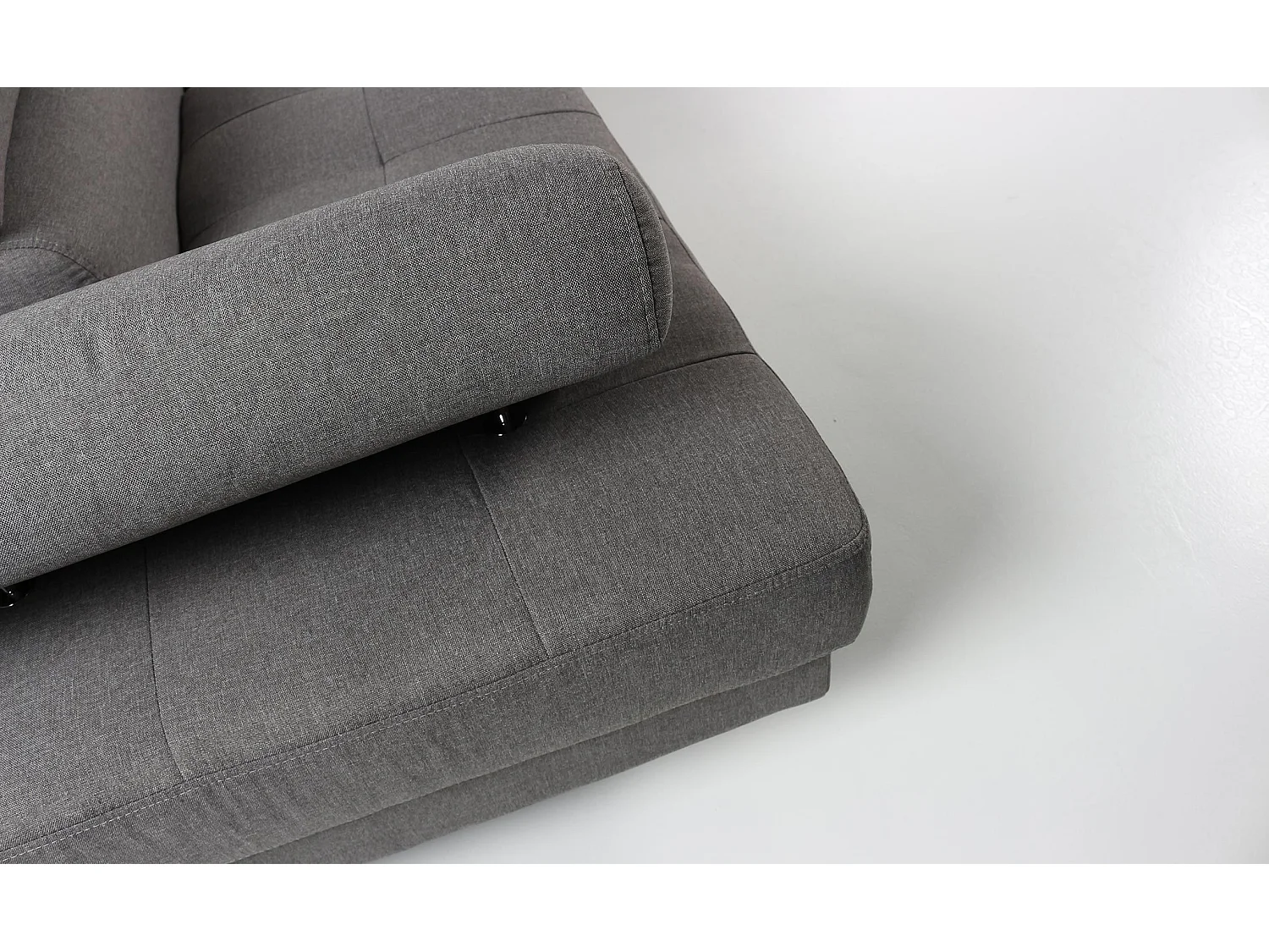 Canapé d'Angle Droit en Tissu "Têtière" 260cm Gris