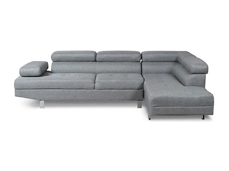 Canapé d'Angle Droit en Tissu "Têtière" 260cm Gris