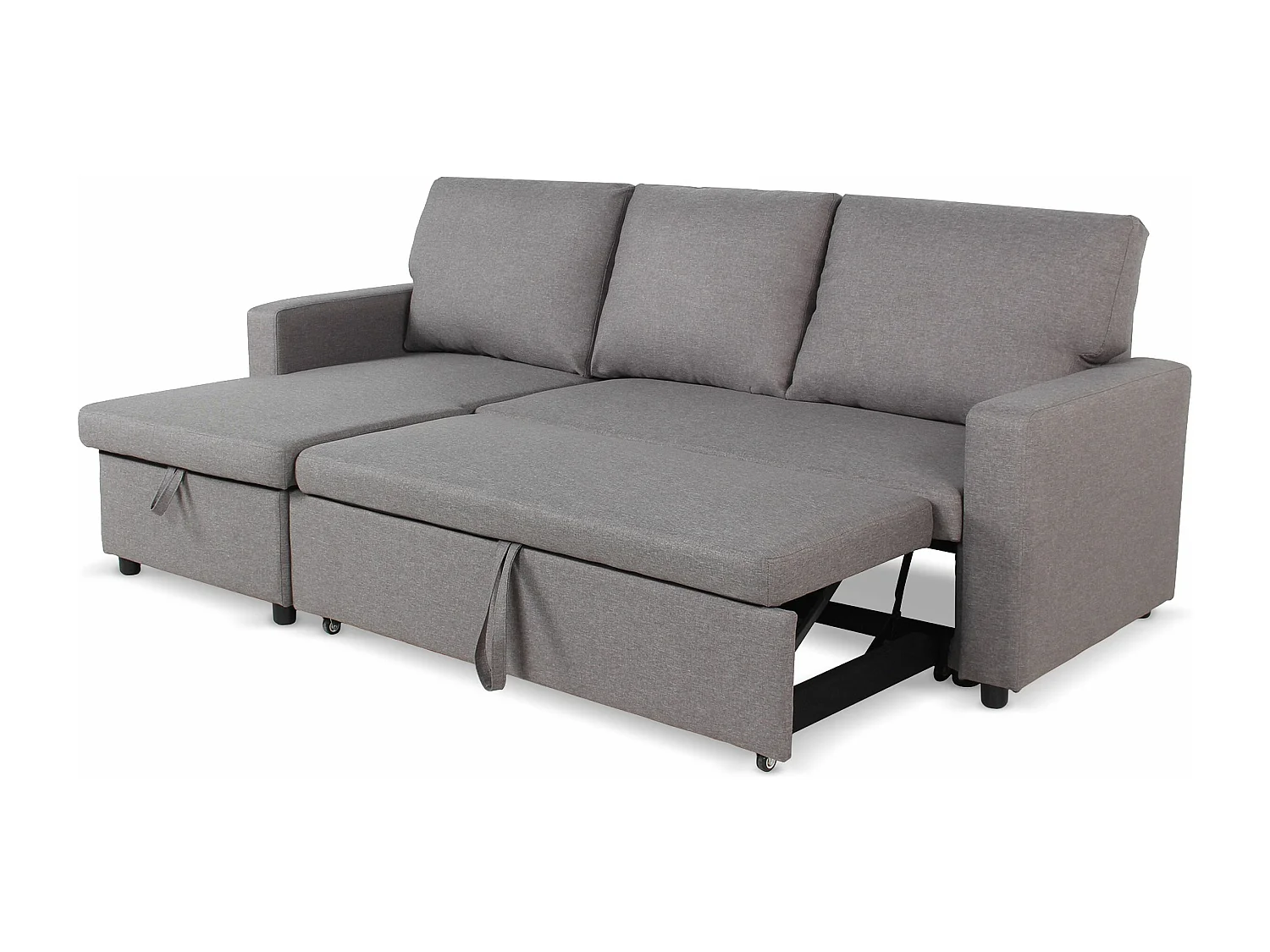 Canapé d'Angle Gauche Convertible "Minera" 215cm Gris