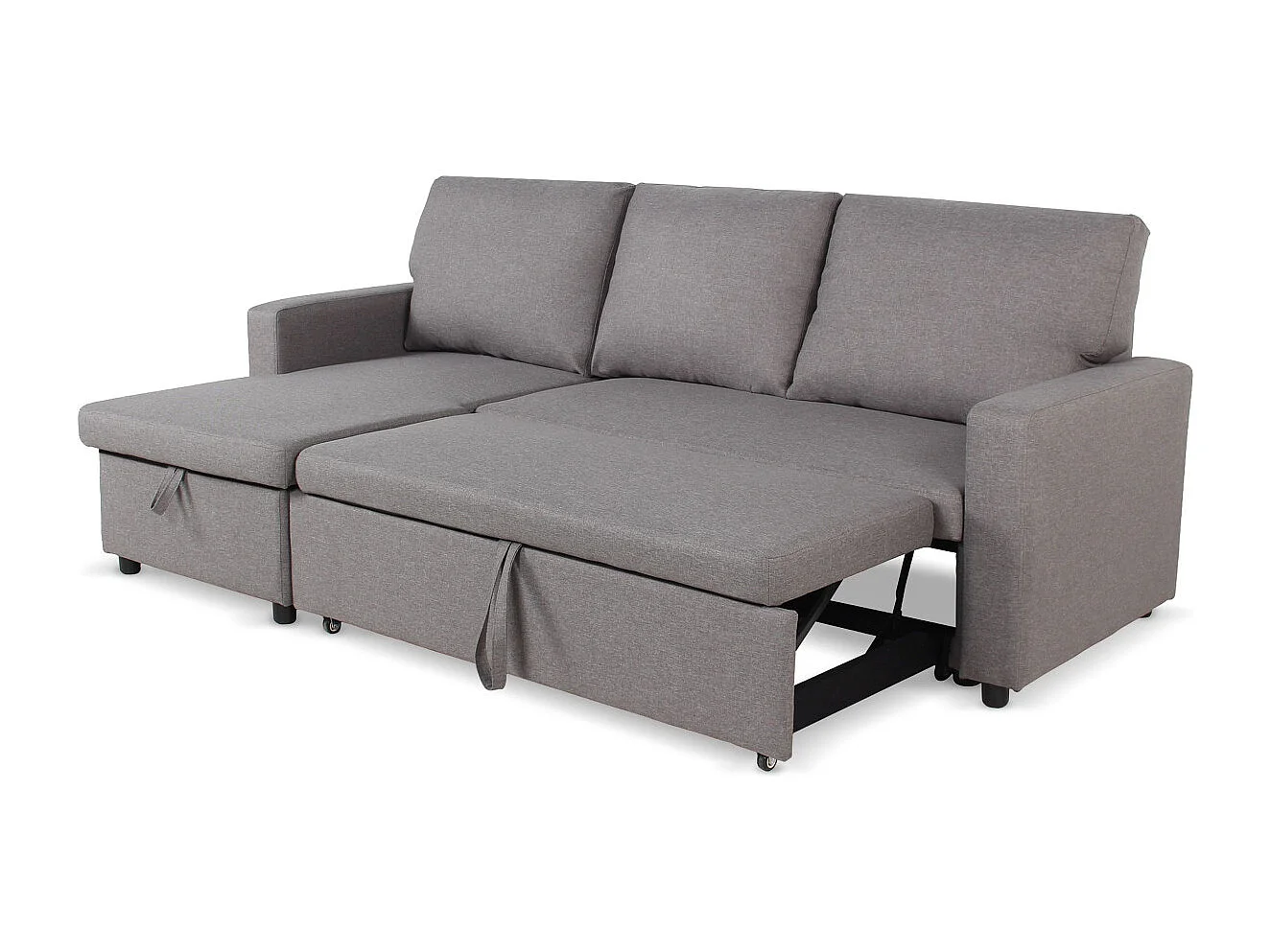 Canapé d'Angle Gauche Convertible "Minera" 215cm Gris