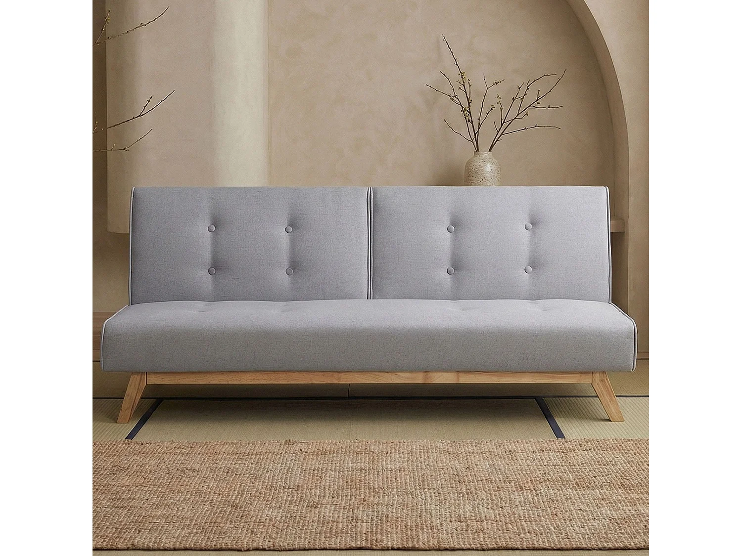 Schlafsofa im skandinavischen Stil, hellgrau "Jeanot" 180cm