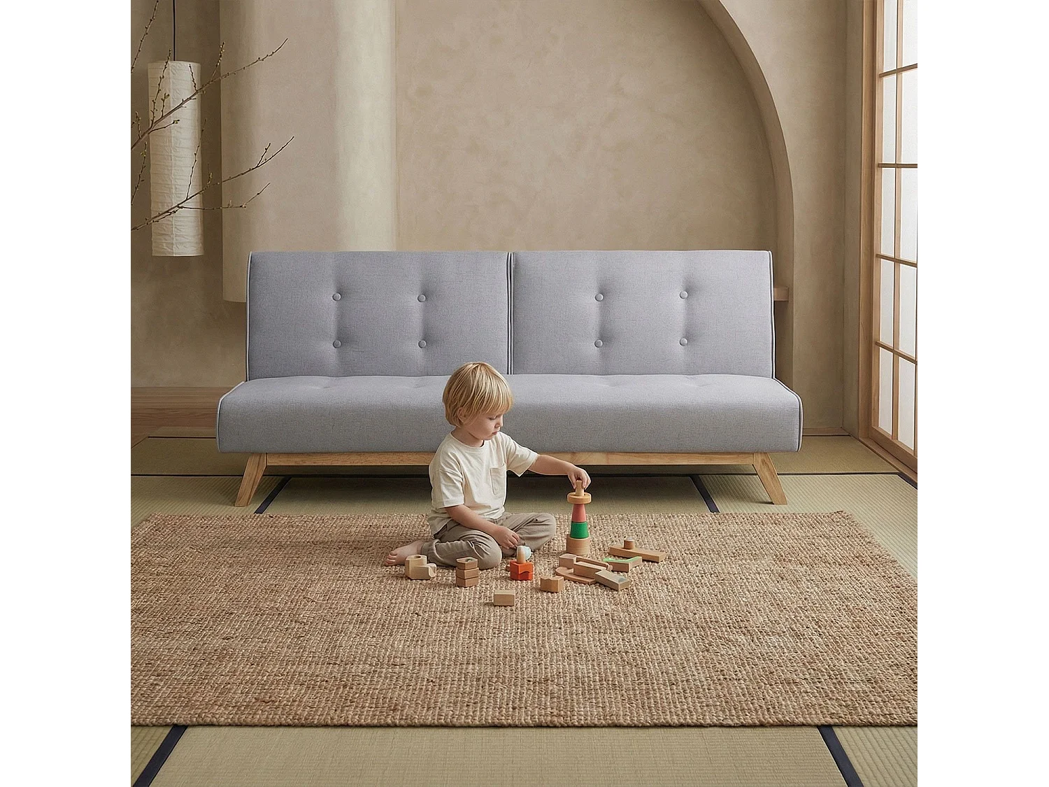 Schlafsofa im skandinavischen Stil, hellgrau "Jeanot" 180cm