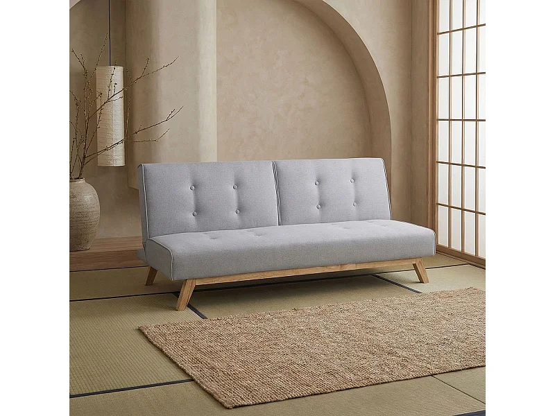 Canapé Convertible "Jeanot" 180cm Gris Clair