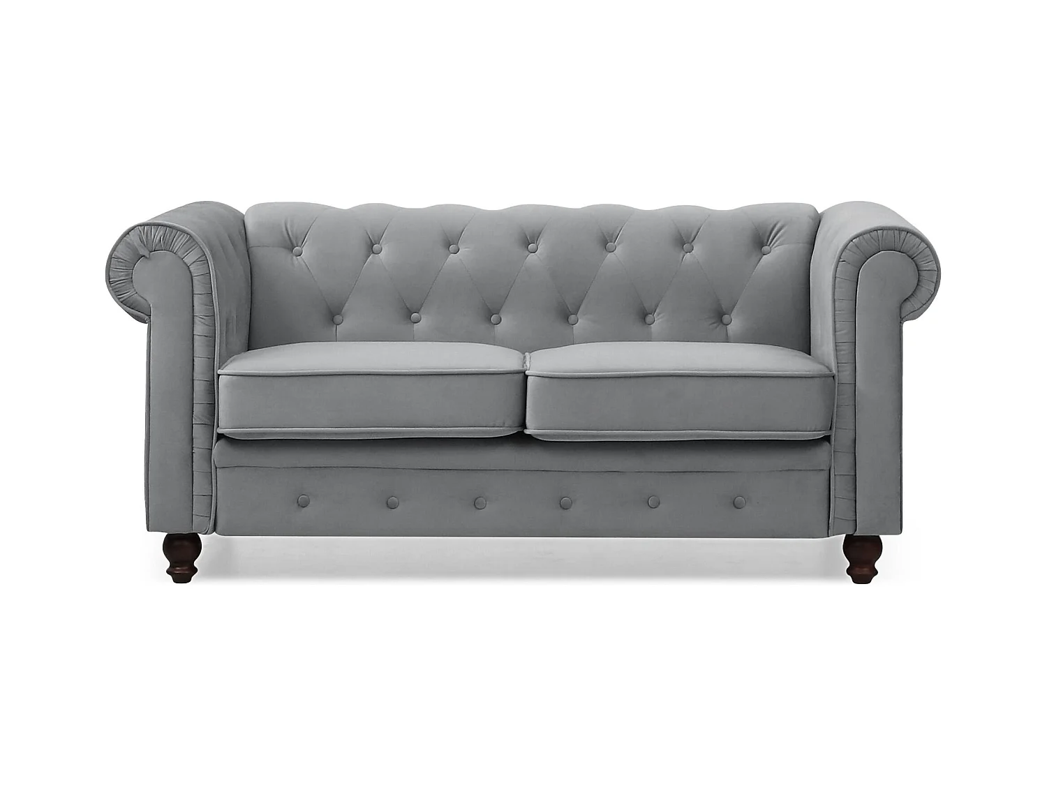 Chesterfield 2-Sitzer Sofa Samt Silber 158cm