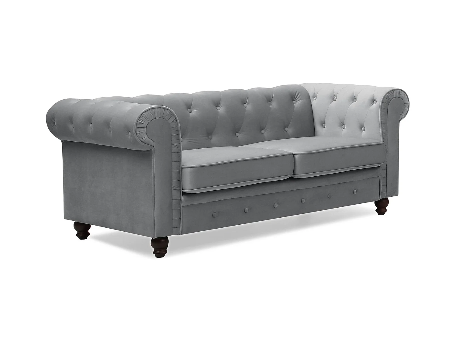 Chesterfield 2-Sitzer Sofa Samt Silber 158cm
