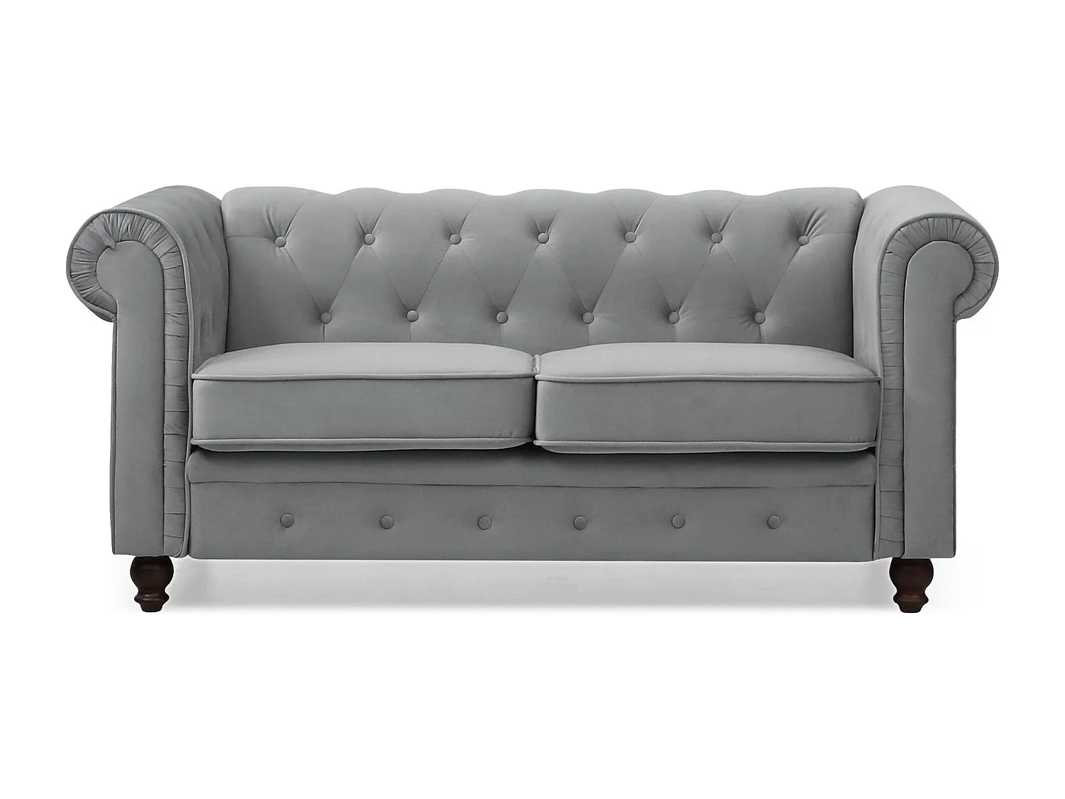 Canapé 2 Places Velours "Chesterfield" 158cm Argent