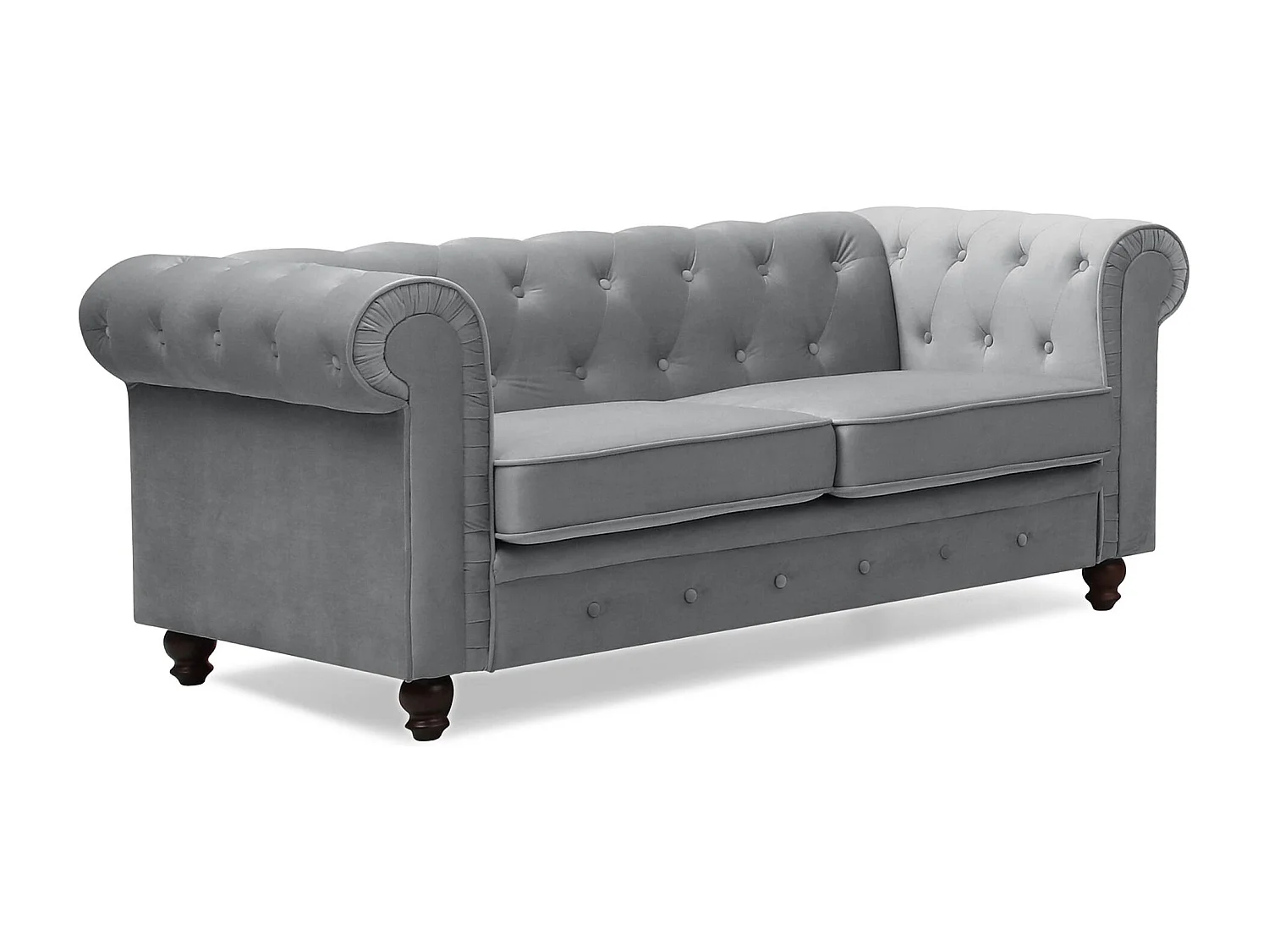 Canapé 2 Places Velours "Chesterfield" 158cm Argent