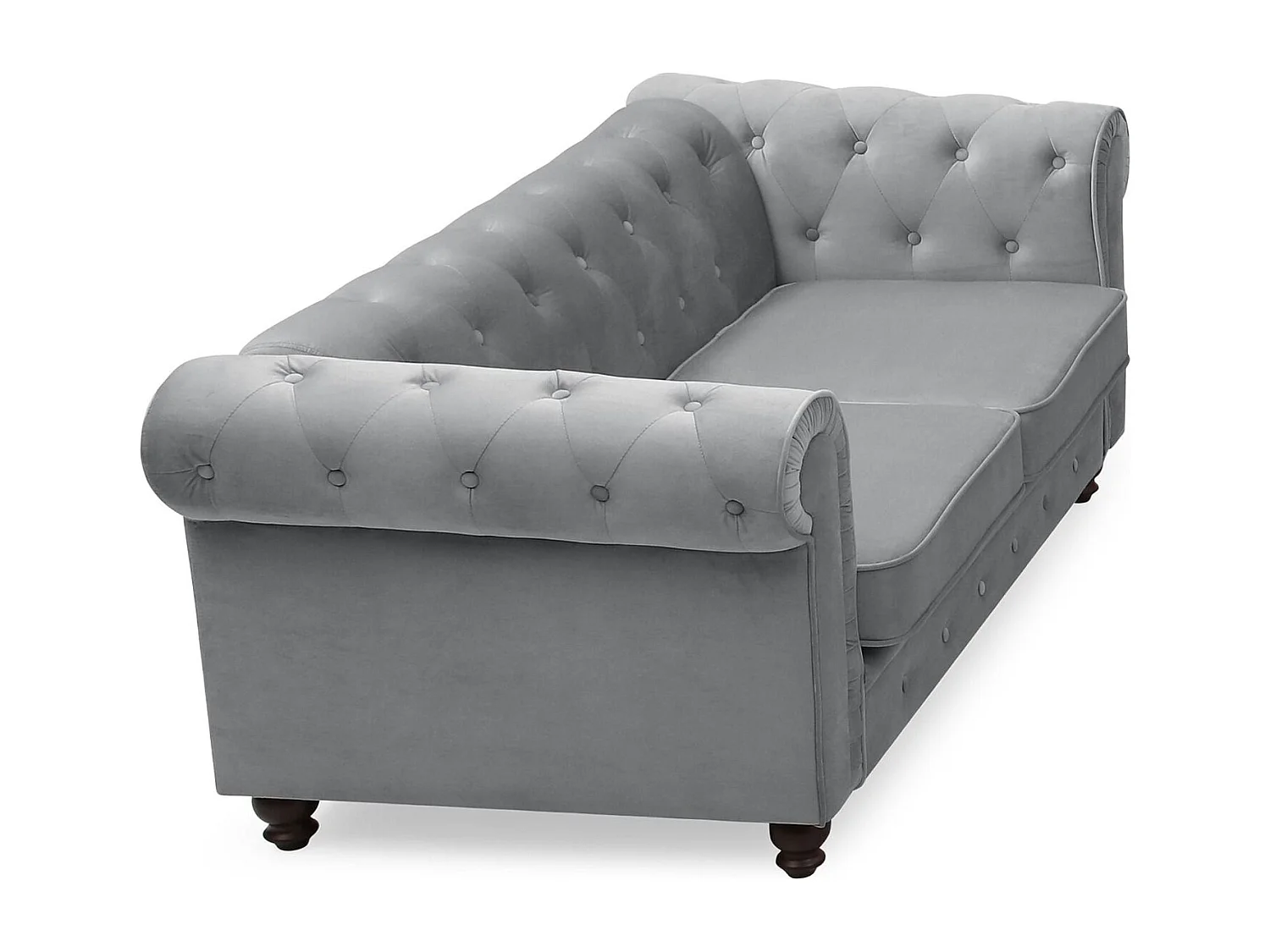Canapé 2 Places Velours "Chesterfield" 158cm Argent