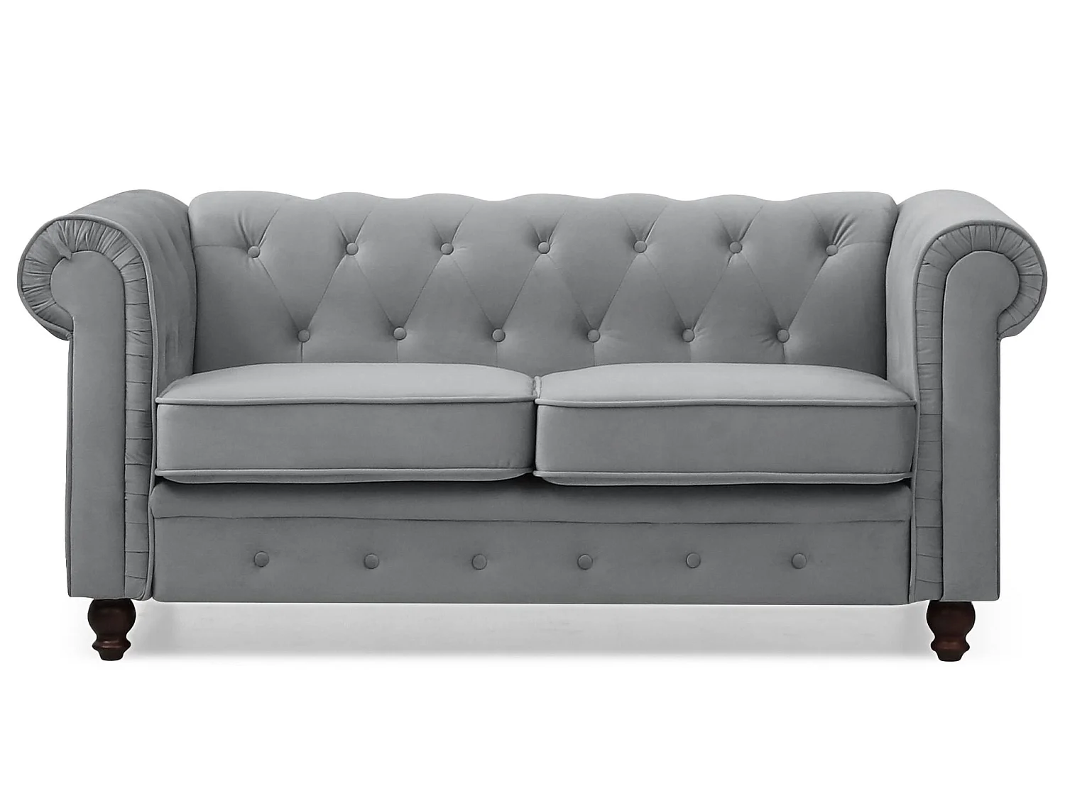 Canapé chesterfield 2 places en velours capitonné gris