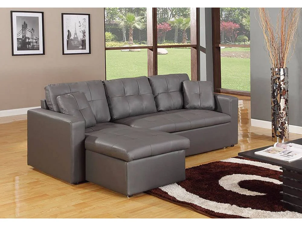 Canapé d'Angle Convertible "Corto" 230cm Gris