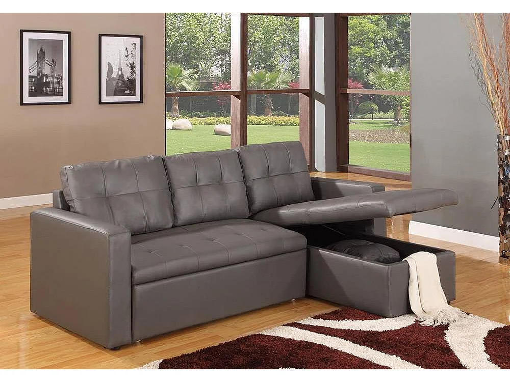 Canapé d'Angle Convertible "Corto" 230cm Gris