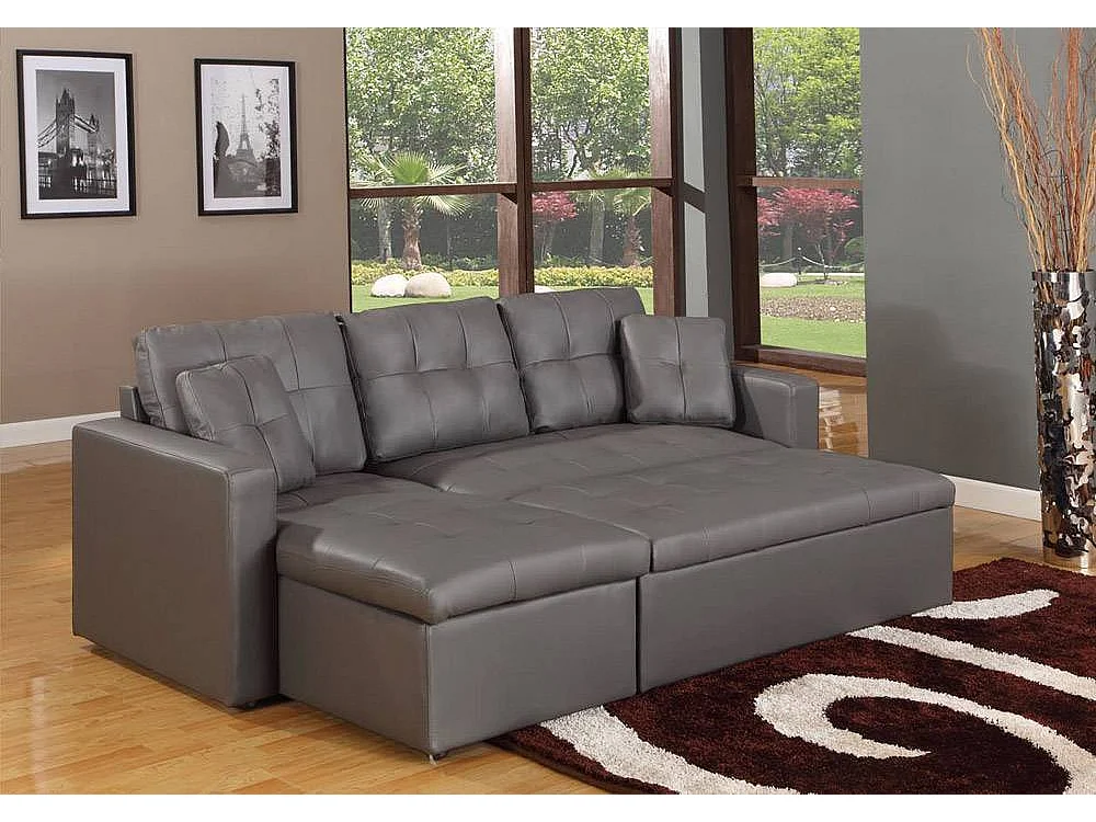Canapé d'Angle Convertible "Corto" 230cm Gris