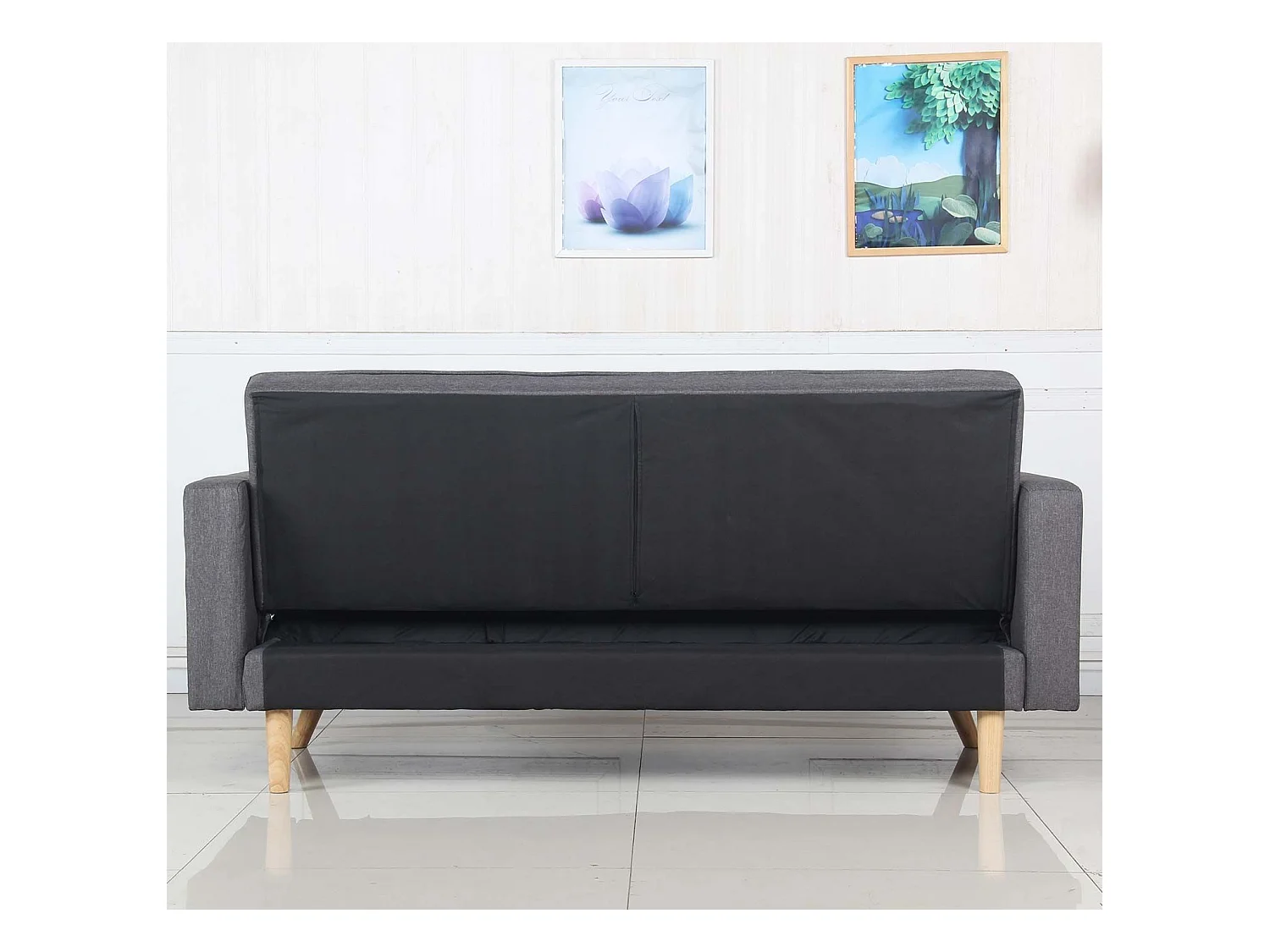 Canapé Convertible 3 Places Scandinave "Navya" Gris Foncé