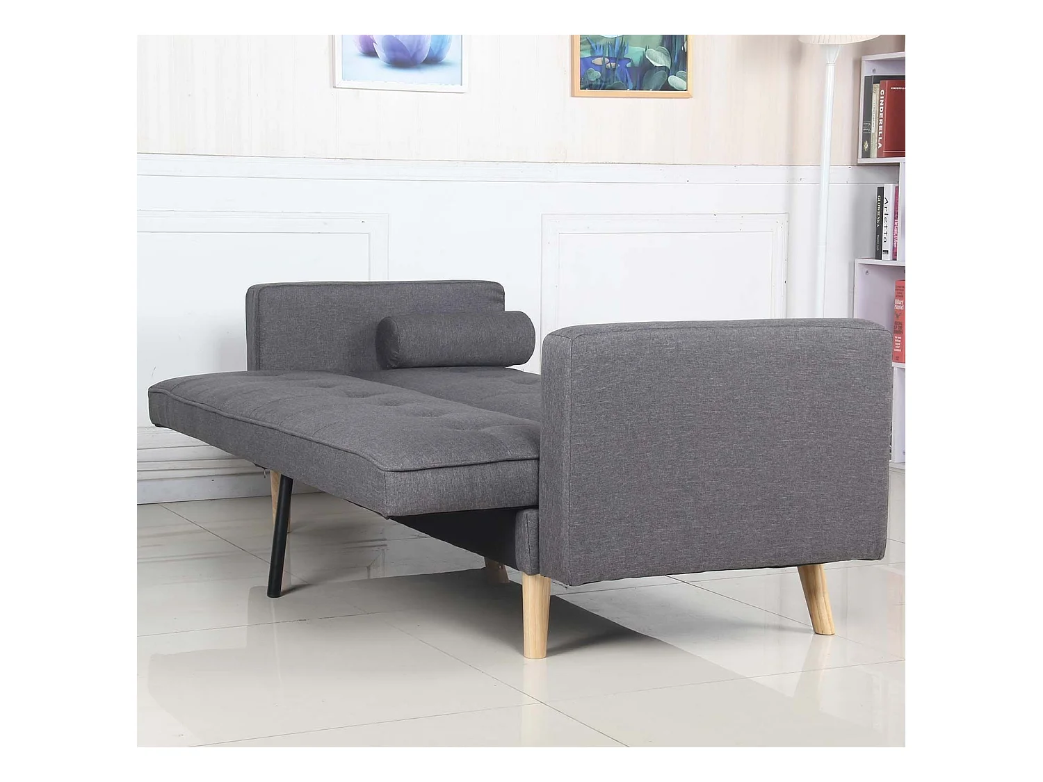 Canapé Convertible 3 Places Scandinave "Navya" Gris Foncé