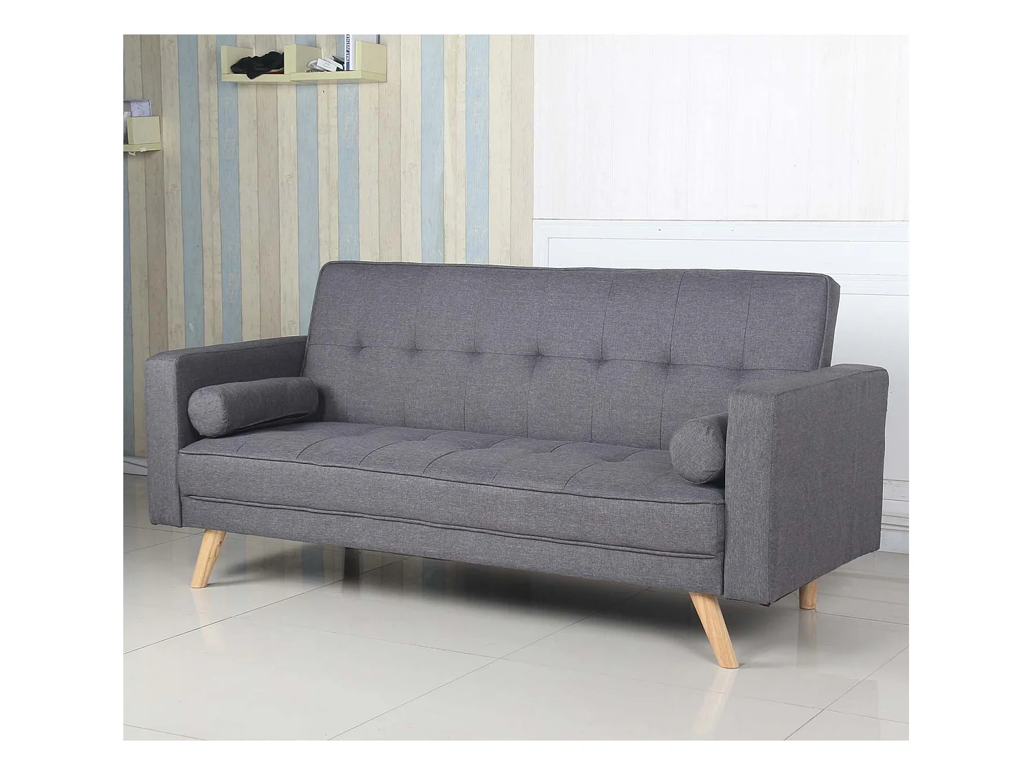 Canapé Convertible 3 Places Scandinave "Navya" Gris Foncé