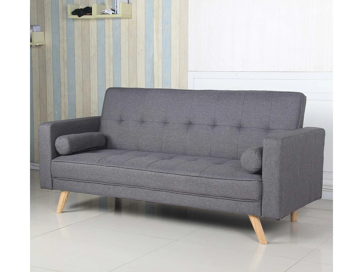 Canapé Convertible 3 Places Scandinave "Navya" Gris Foncé