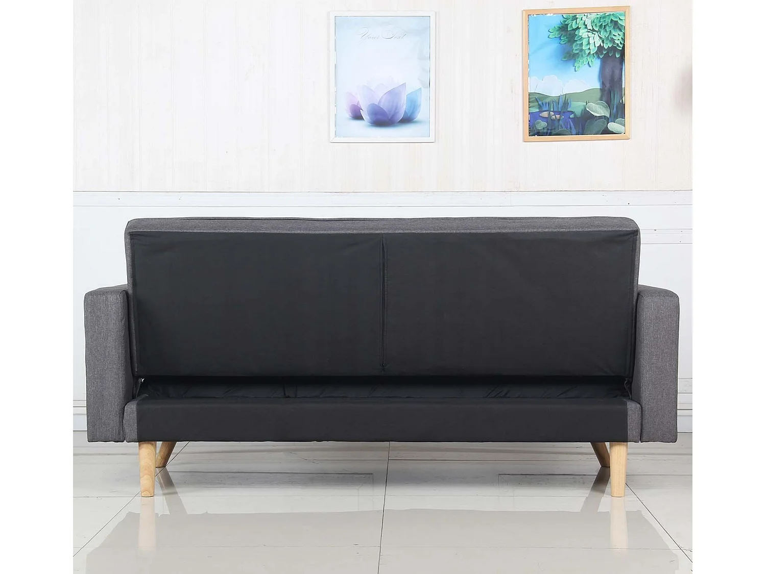 Canapé Convertible 3 Places Scandinave "Navya" Gris Foncé