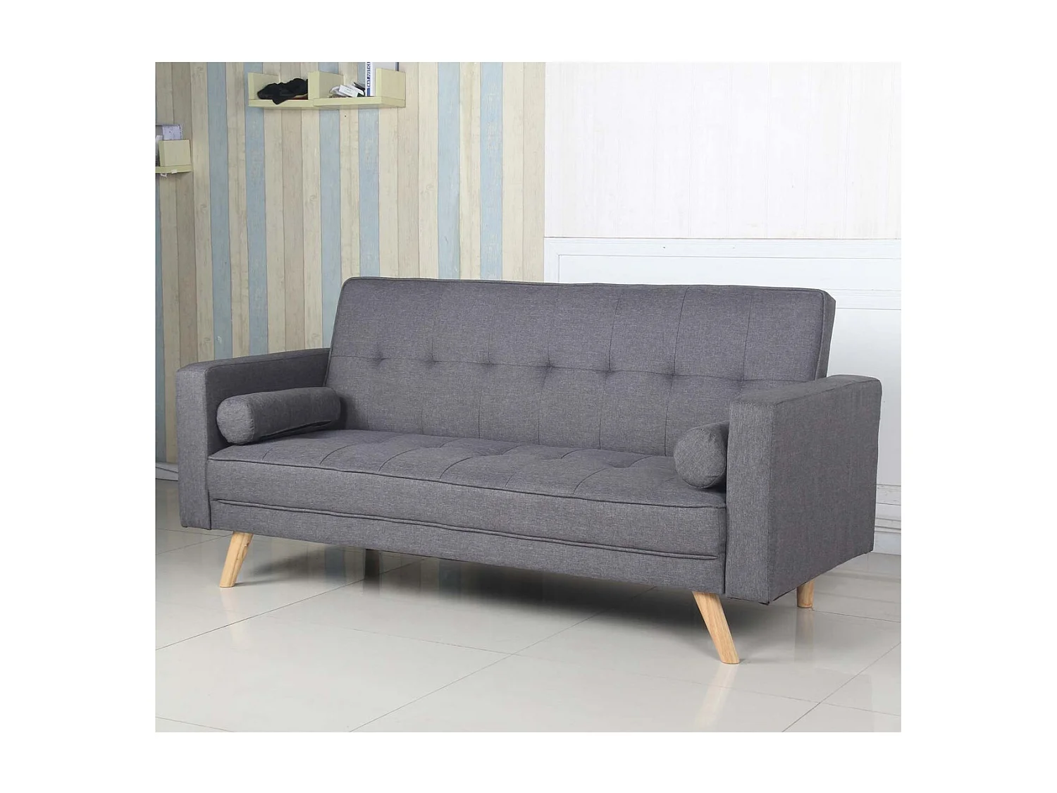 Canapé Convertible 3 Places Scandinave "Navya" Gris Foncé