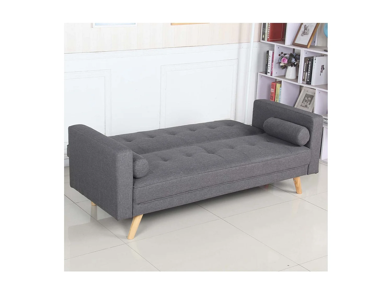 Canapé Convertible 3 Places Scandinave "Navya" Gris Foncé