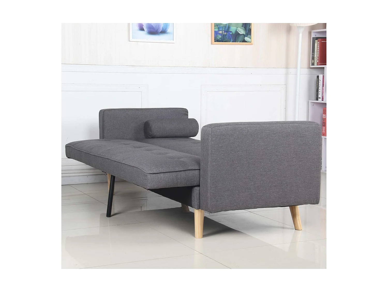 Canapé Convertible 3 Places Scandinave "Navya" Gris Foncé