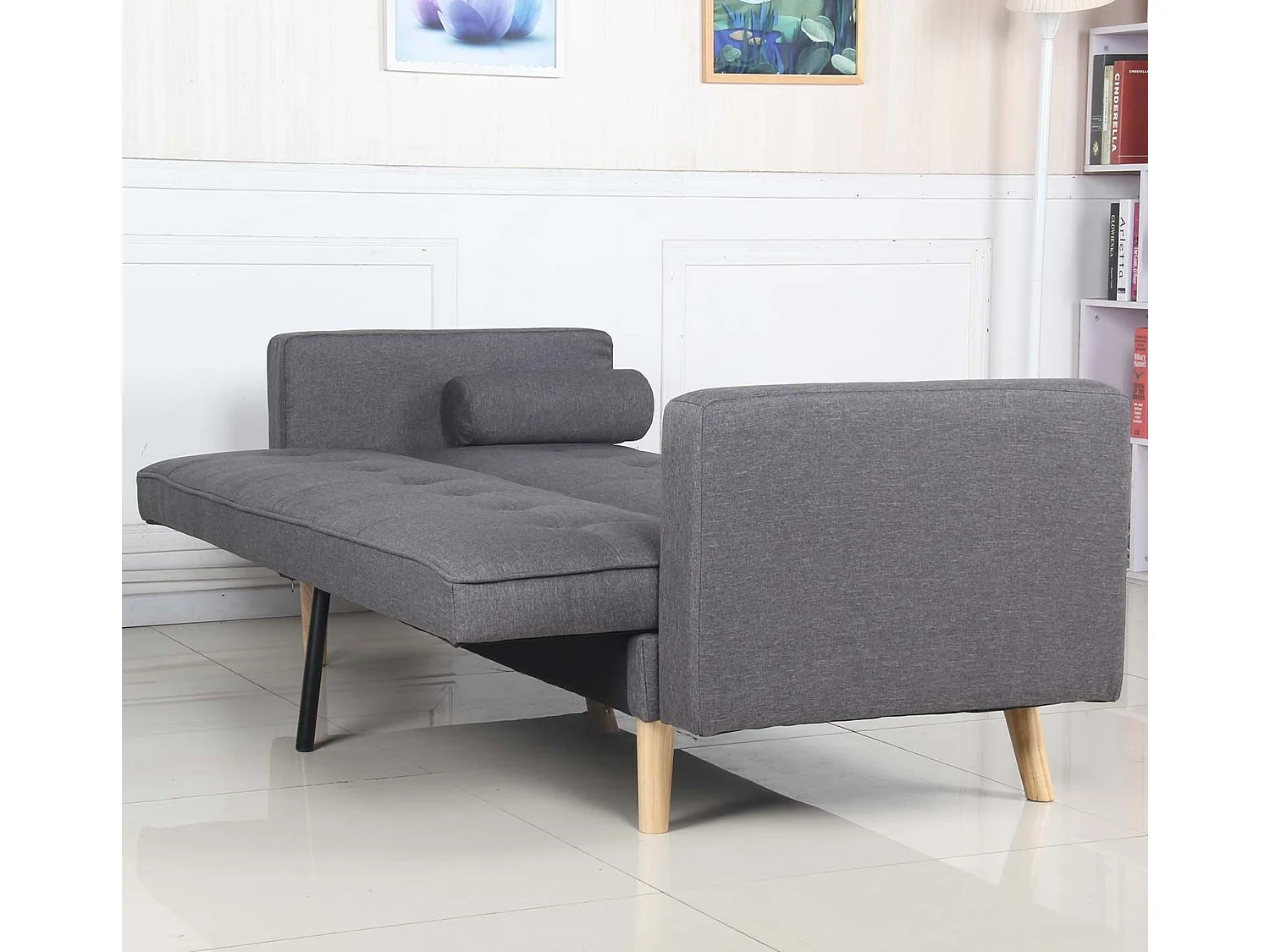Canapé Convertible 3 Places Scandinave "Navya" Gris Foncé