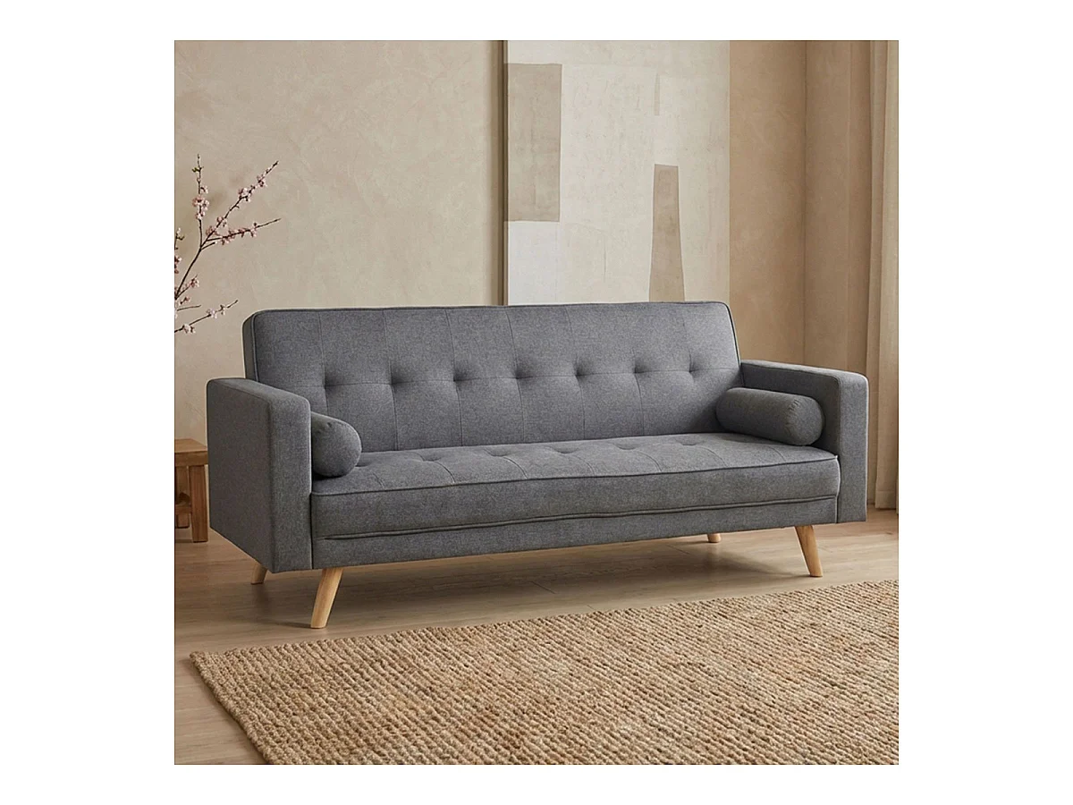 Canapé Convertible 3 Places Scandinave "Navya" Gris Foncé