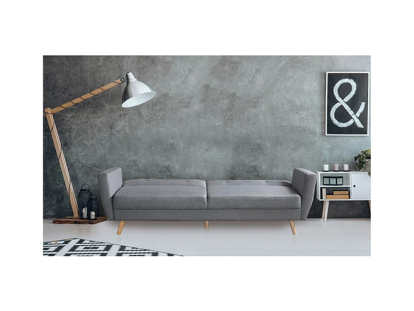 Canapé Scandinave Convertible "Garry" 220cm Gris