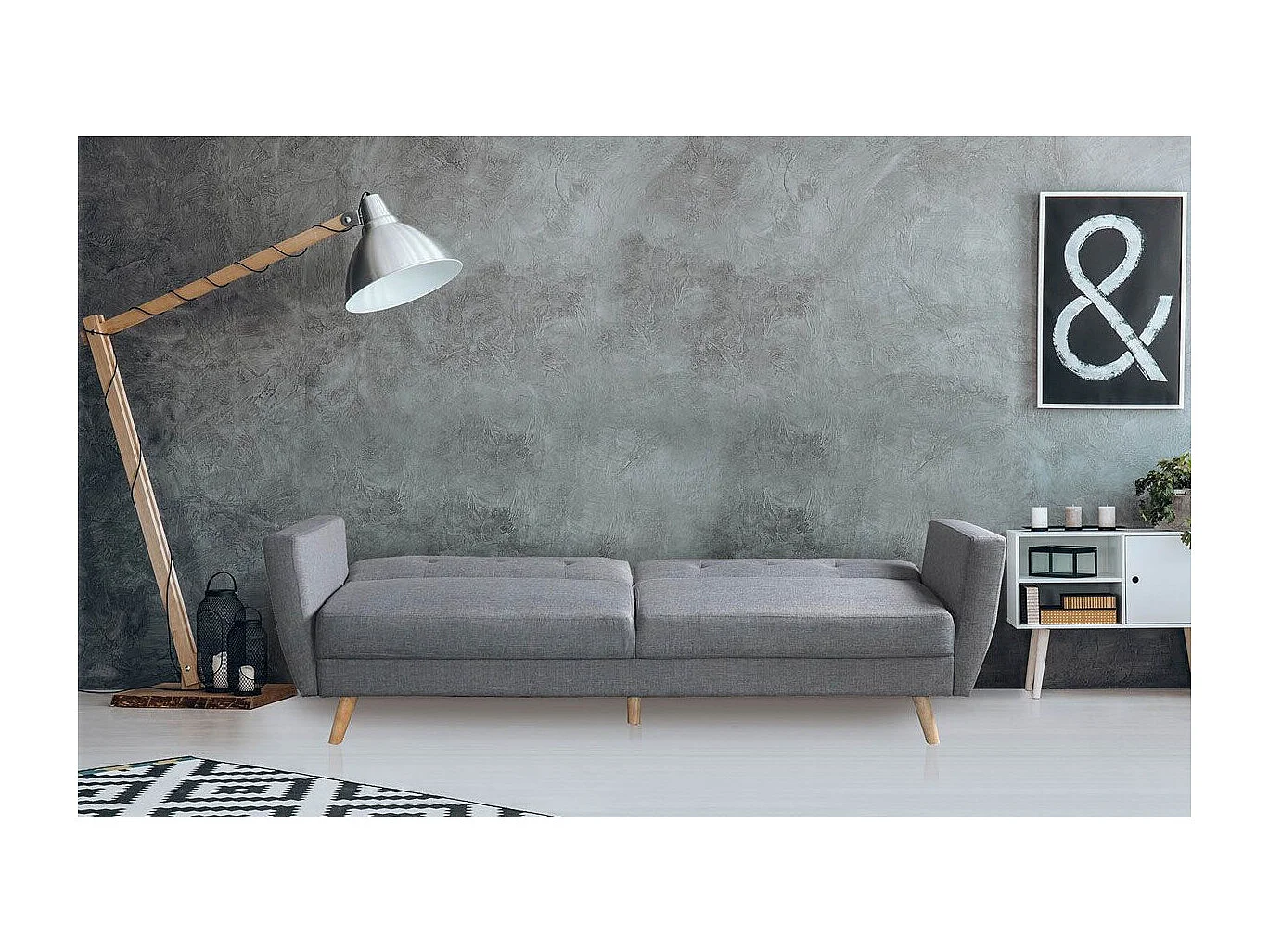 Canapé Scandinave Convertible "Garry" 220cm Gris