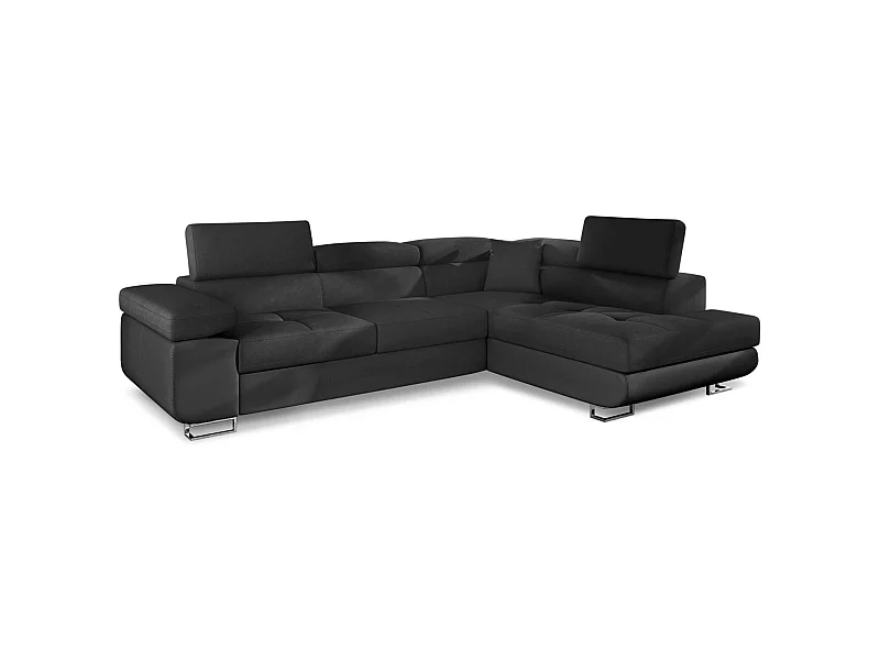 Canapé Convertible d'Angle Droit "Toms" 275cm Noir