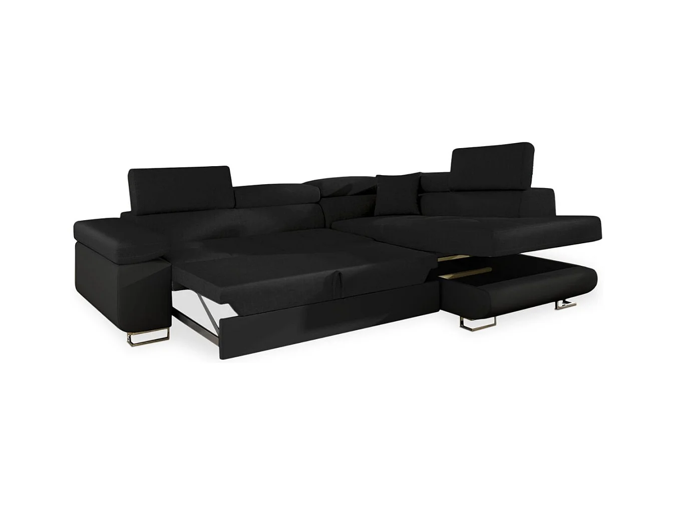 Canapé Convertible d'Angle Droit "Toms" 275cm Noir