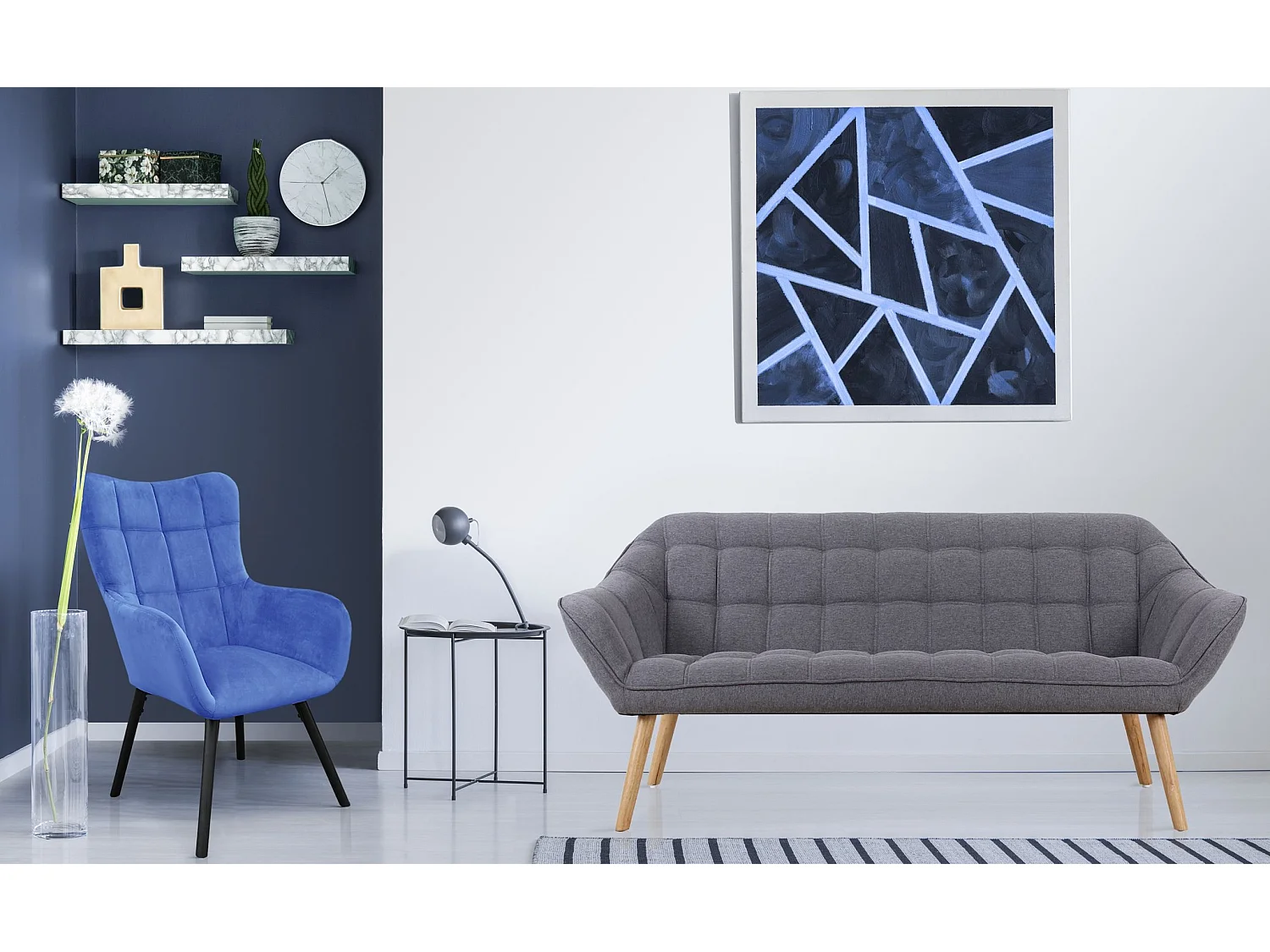 Skandinavisches Sofa 3-Sitzer "Laos" Grau 190cm Modern und Bequem