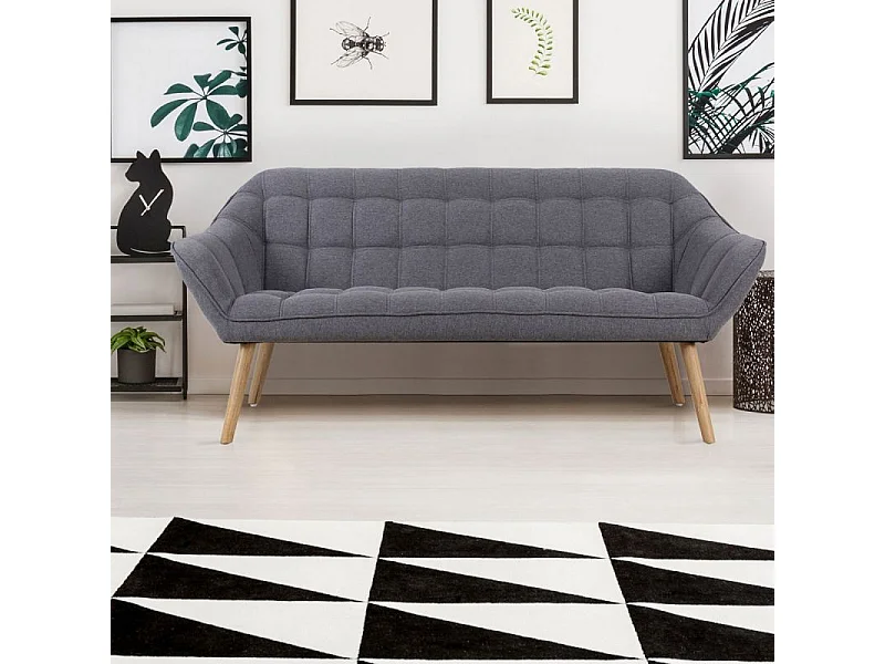 Skandinavisches Sofa 3-Sitzer "Laos" Grau 190cm Modern und Bequem