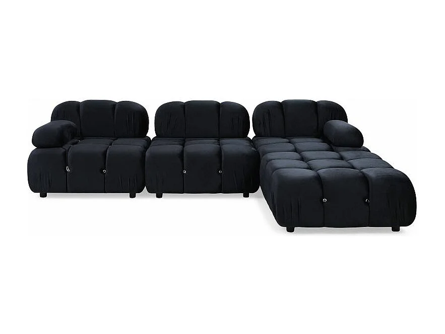 Canapé d'Angle Modulable Velours "Holly" 291cm Noir