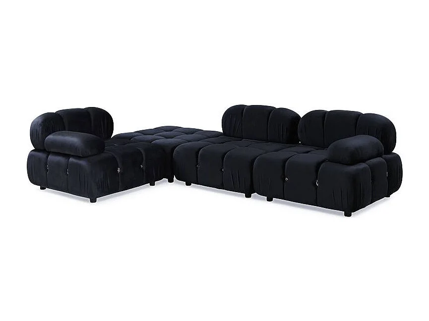Canapé d'Angle Modulable Velours "Holly" 291cm Noir