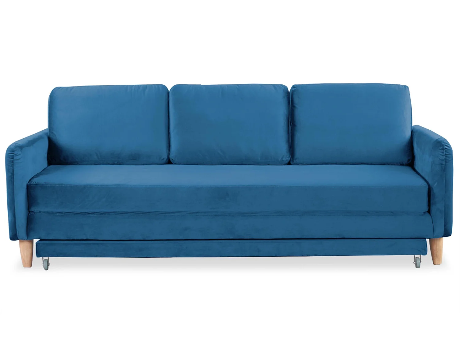 Canapé Convertible en Velours "Zefli" 210cm Bleu