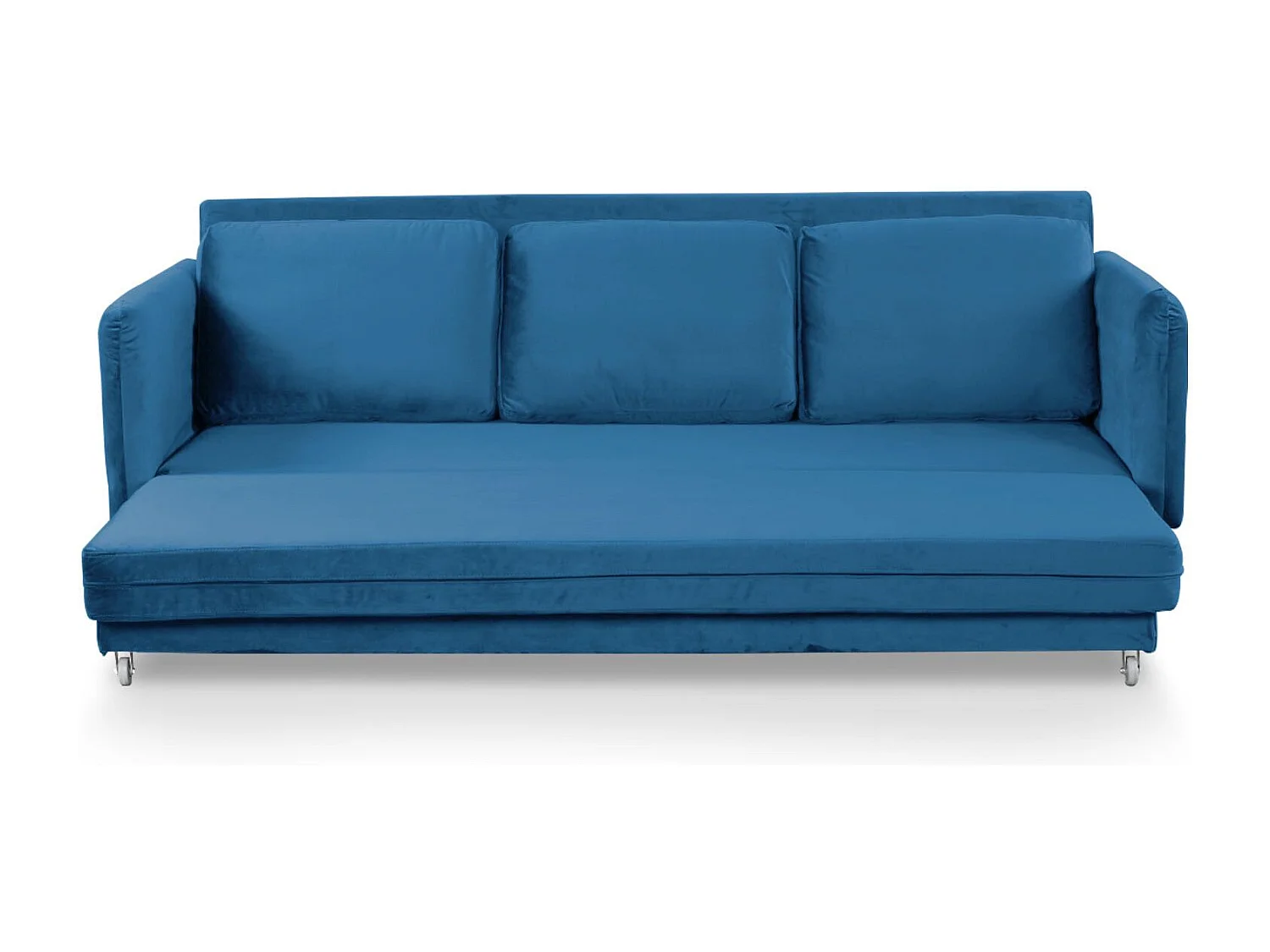 Canapé Convertible en Velours "Zefli" 210cm Bleu