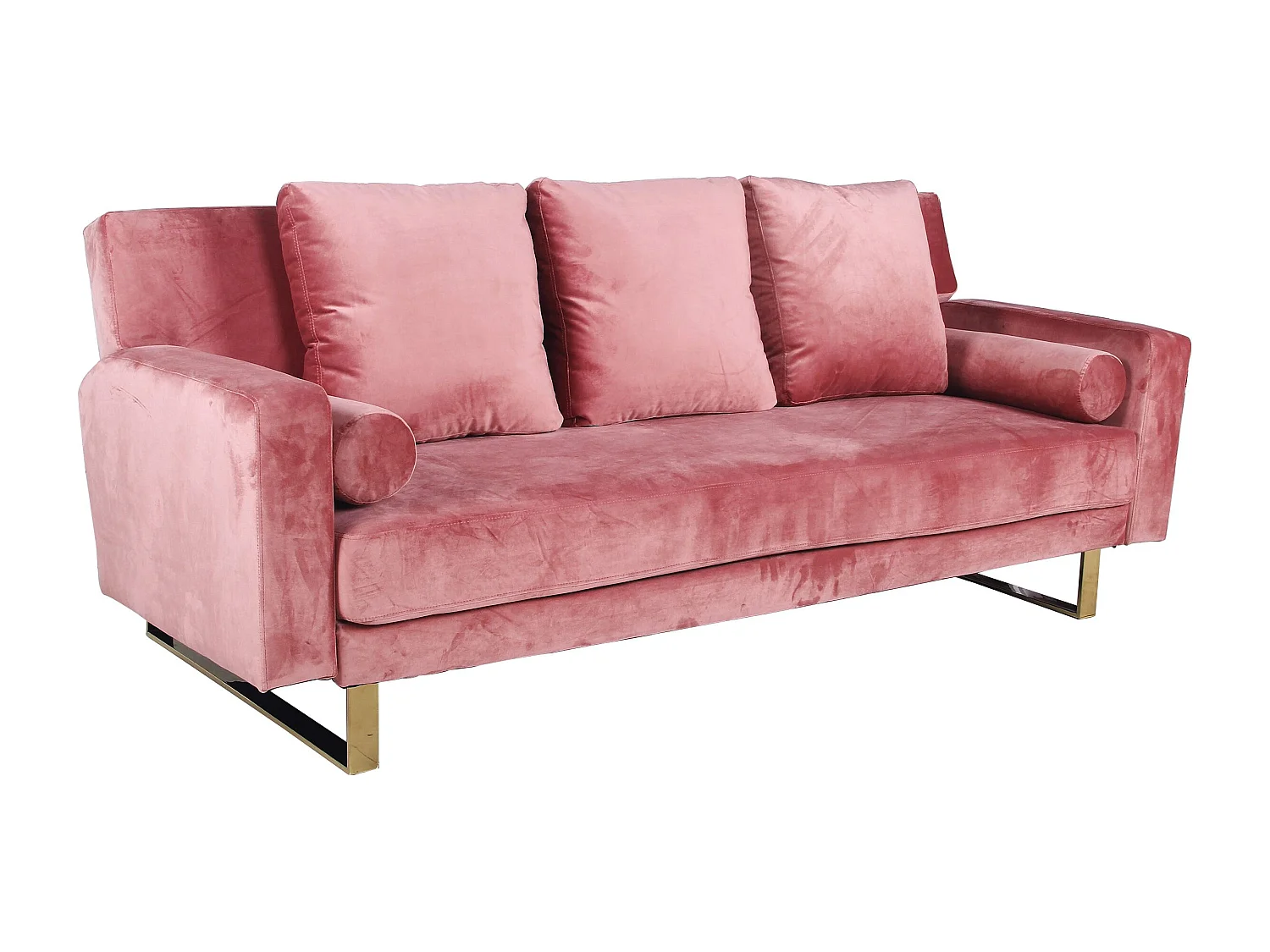 Canapé Convertible Velours "Albine" 210cm Rose