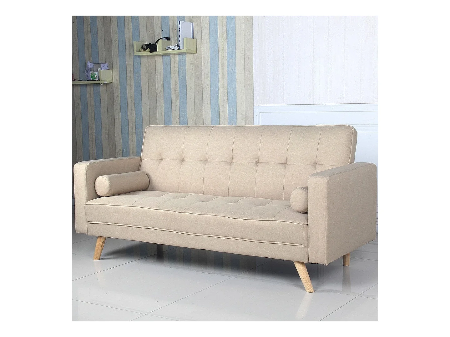 Skandinavisches Schlafsofa "Navya" Beige 3-Sitzer