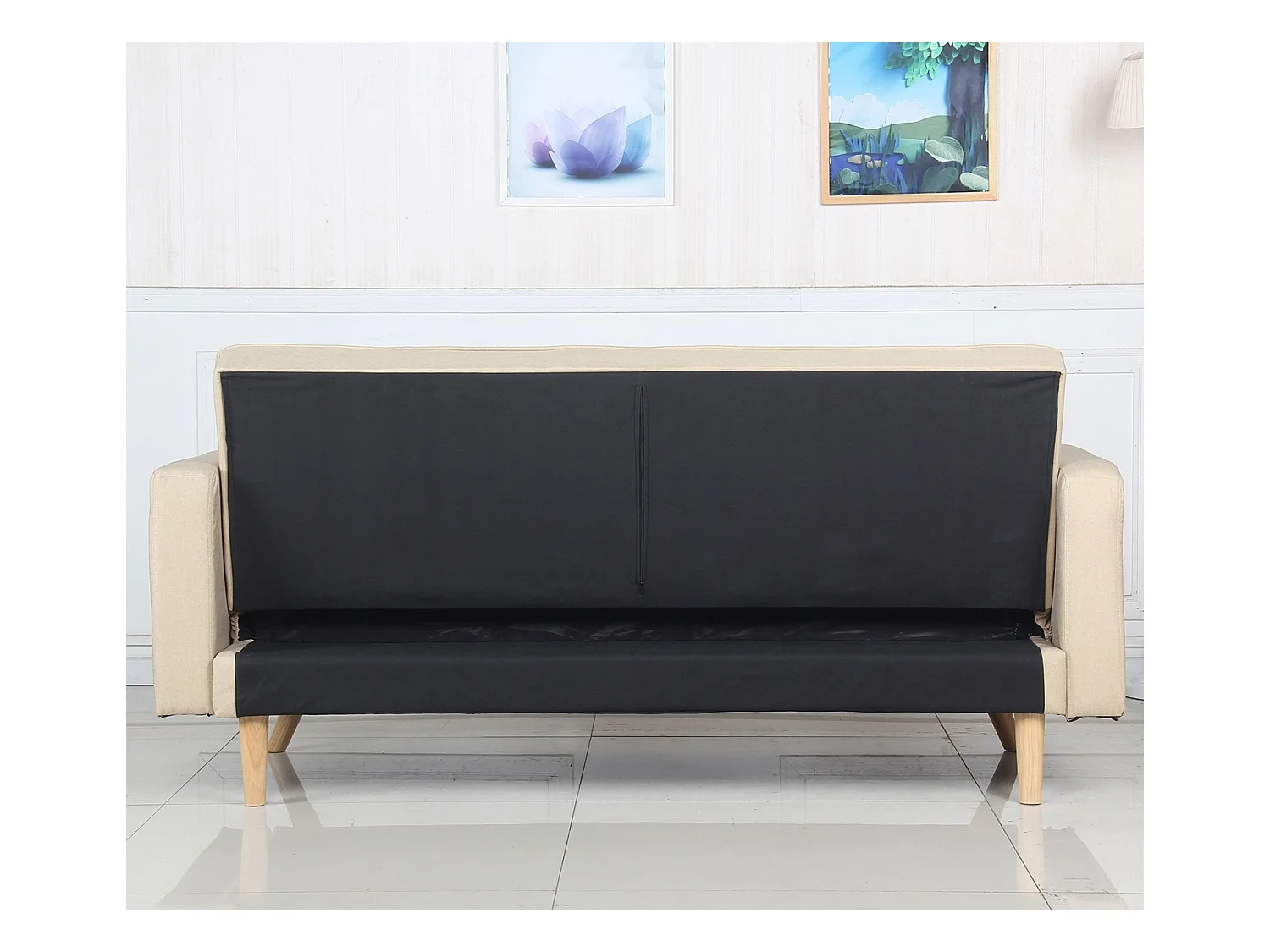 Skandinavisches Schlafsofa "Navya" Beige 3-Sitzer