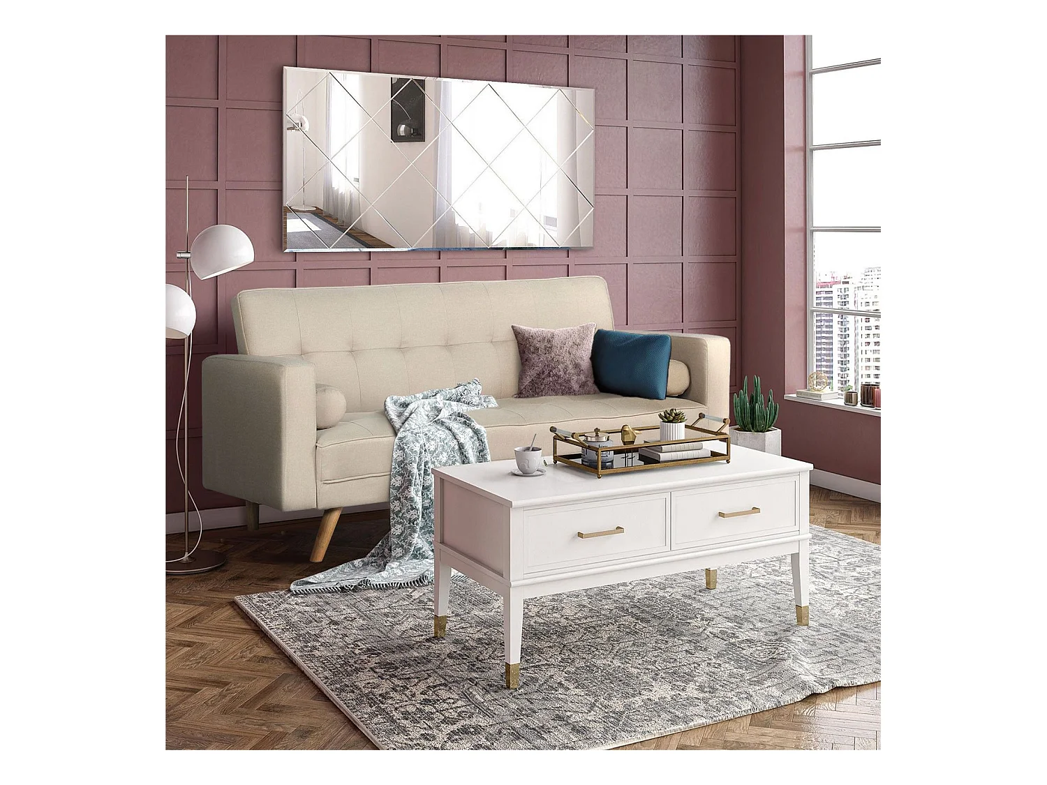 Canapé Convertible 3 Places Scandinave "Navya" Beige
