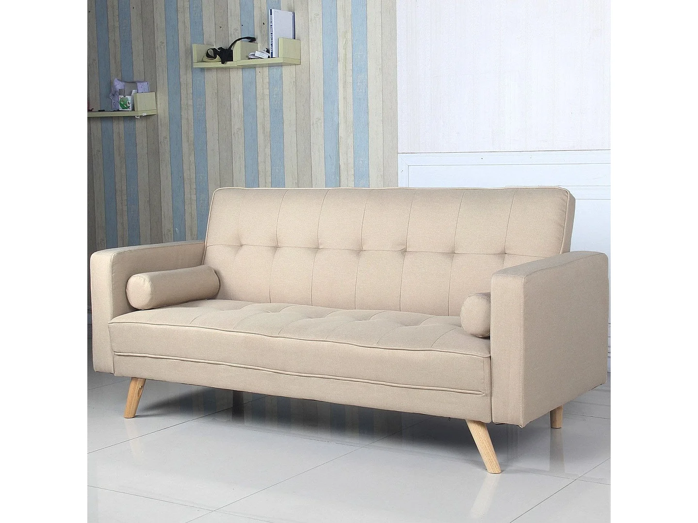 Canapé Convertible 3 Places Scandinave "Navya" Beige