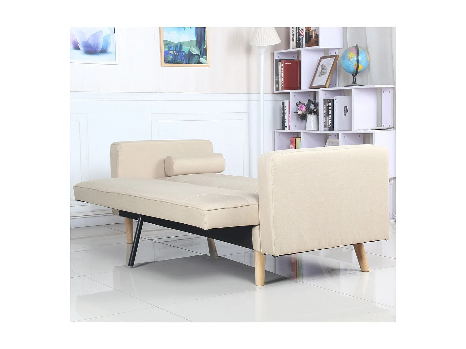 Skandinavisches Schlafsofa "Navya" Beige 3-Sitzer